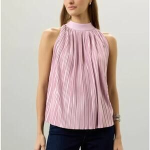 Atlein Purple Pleated Top SIZE 2 Halter Satin Work Plisse Mauve Designer $275
